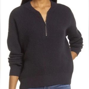 Madewell Waffle Enfield Half-Zip Sweater in Navy